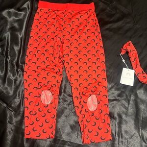 Marine Serre Red and Black Crescent Moon Leggings